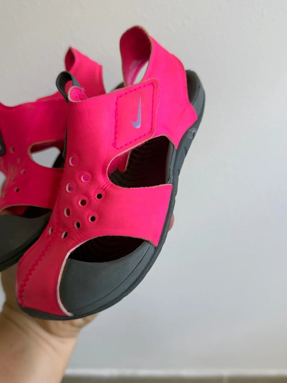 Nike Hot Pink and Gray  Youth Sport Sandals